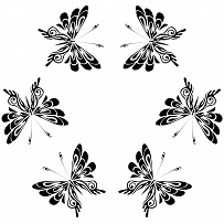 b&w butterflies in a circle pattern clipart image