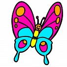 cartoon colored kids butterfly