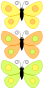 three butterflies orange yellow green images