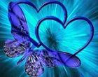 blue butterfly and twin love hearts digital art